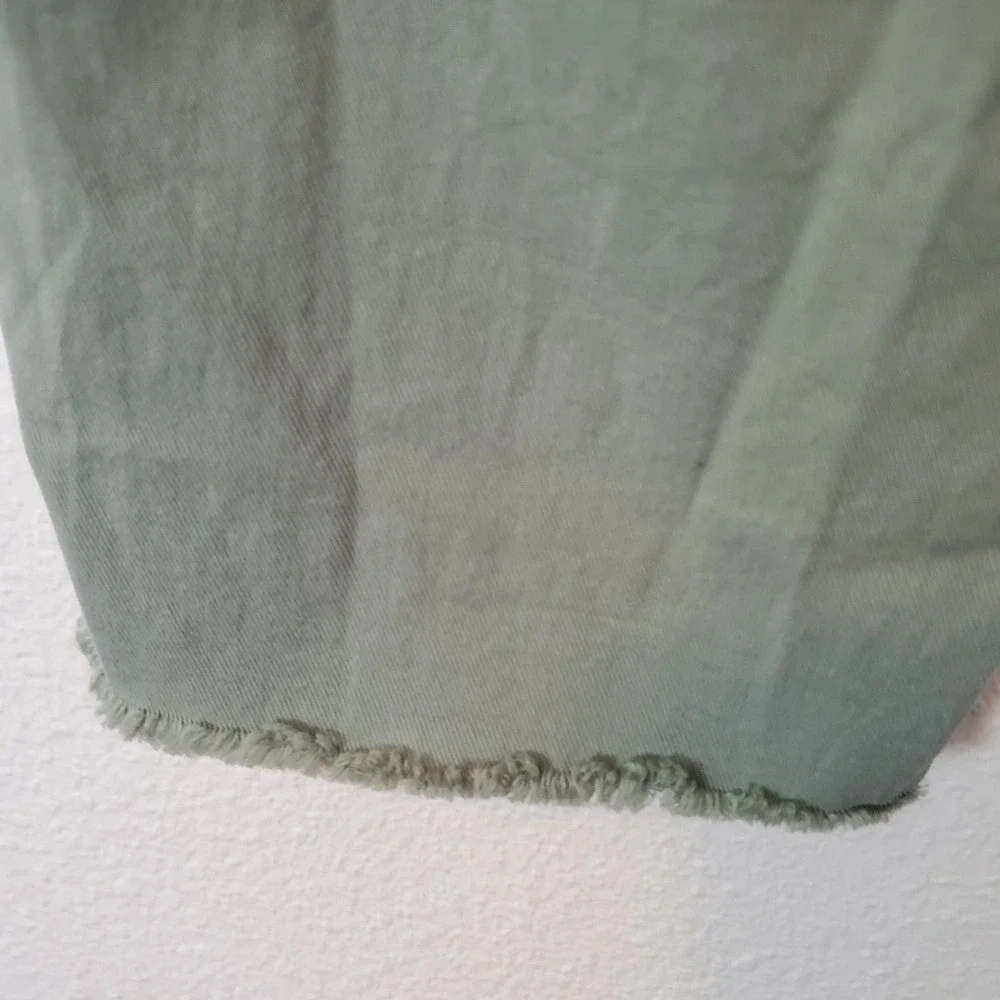 Frank & Eileen Wicklow Italian Cotton Chino Pants Green Size 6 Cropped Raw Hem - Picture 14 of 16